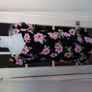 Shein black floral puff sleeve 2XL
